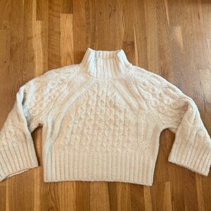 Express Cream Cable Knit Turtleneck Sweater